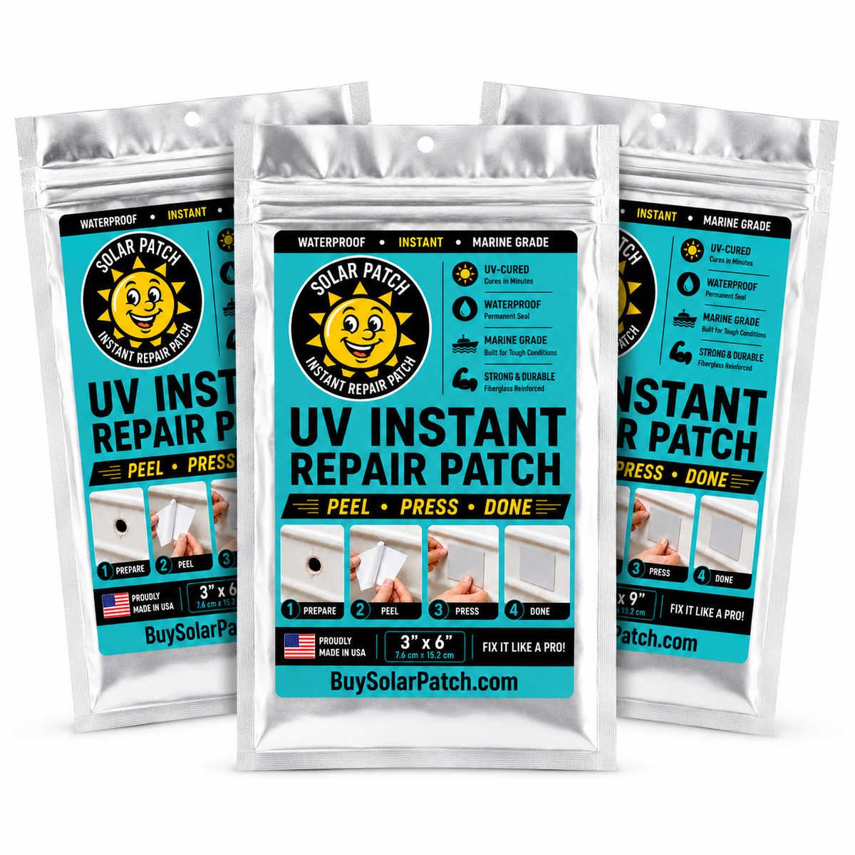 Solar Patch UV Instant Repair Patch for Metal, Plastic, Fiberglass, Wood & More